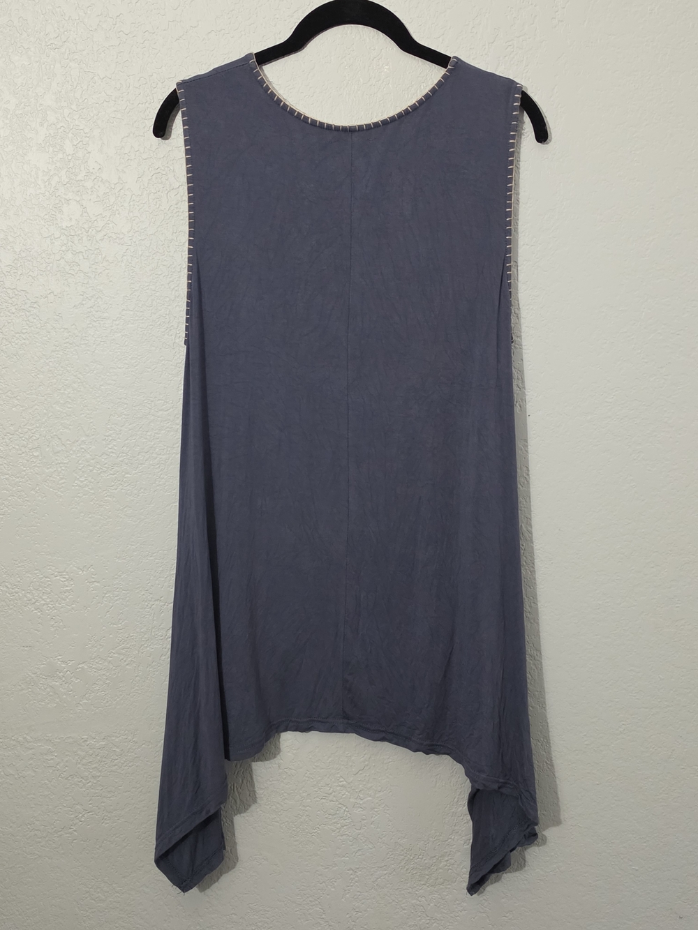 POL Embroidered Sleeveless Tank Blue Boho Tunic Shark Bite Hem Womens Small - Picture 8 of 8